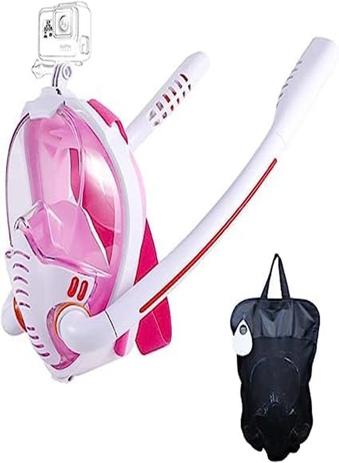 Olpad Snorkeling Gear Double Snorkel Diving Mask Equipment Full Face Anti-Fog Set Swimming Snorkeling Goggles with Camera Mount for Men Women ( (Pink [L XL]) - Image 4