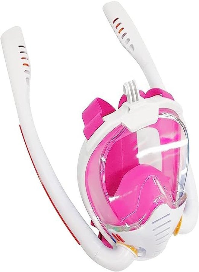 Olpad Snorkeling Gear Double Snorkel Diving Mask Equipment Full Face Anti-Fog Set Swimming Snorkeling Goggles with Camera Mount for Men Women ( (Pink [L XL]) - Image 3