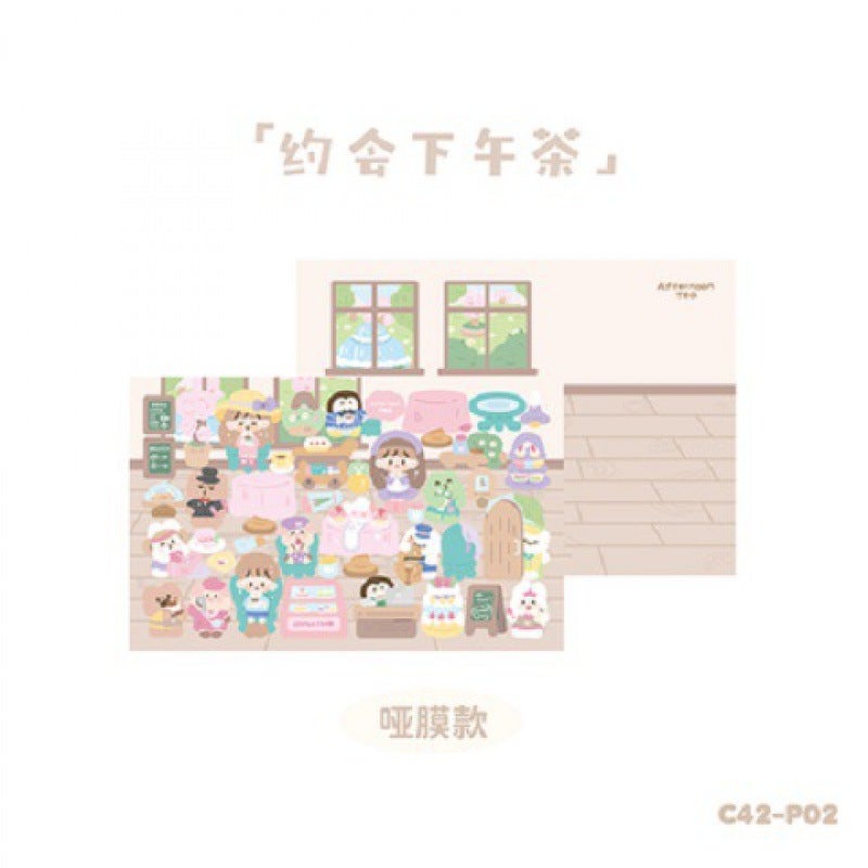 Generic [Zhuodawang theme scene seamless stickers collection] Goka stickers waterproof cartoon cute collage material hand account Dating afternoon tea matte film-Zhuo Dawang third pop-up seamless stickers