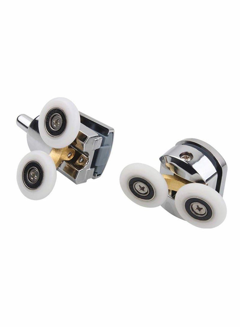Shower Door Rollers, 4pcs Sliding Doors Wheels Replacement Roller Runner Wheel 2 Top  Bottom Chrome Plated fit Glass Holes 14mm - Image 3