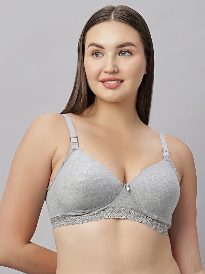 Eden Grey Heavily Padded Nursing Maternity Bra - Image 1