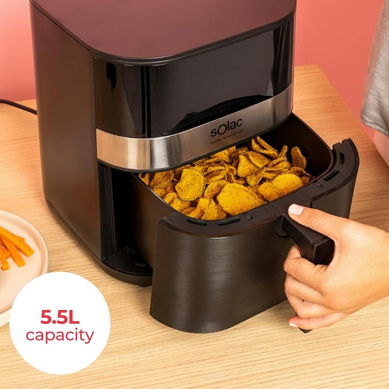 سولاك 1 سولاك – مقلاة هوائية ساخنة Léviter Gourmet G55 سعة 5.5 لتر 8 برامج شاشة رقمية درجة حرارة قابلة للتعديل من 80 إلى 200 درجة مئوية مؤقت لمدة 60 دقيقة مادة داخلية معدنية طلاء غير لاصق - Image 4