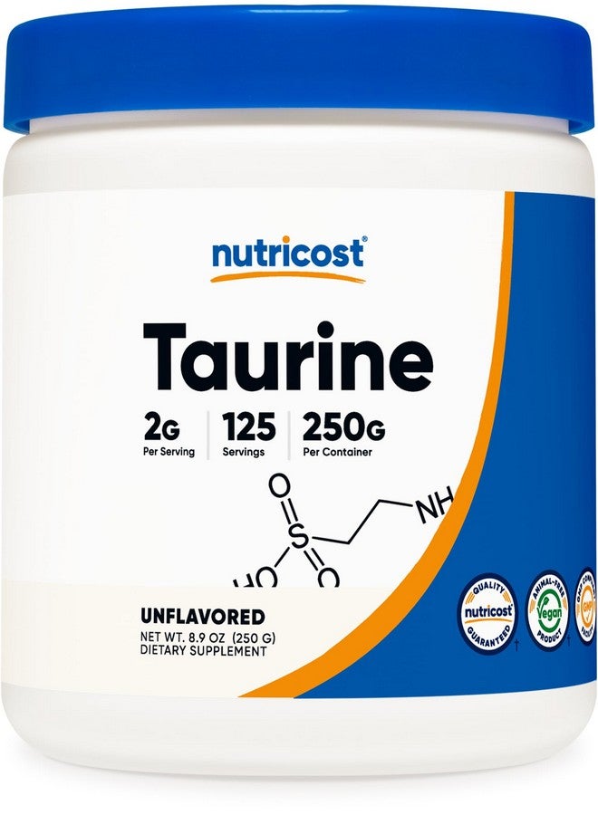 Nutricost Taurine Powder 250 Grams - 125 Servings, 2000mg Per Serving - Image 1