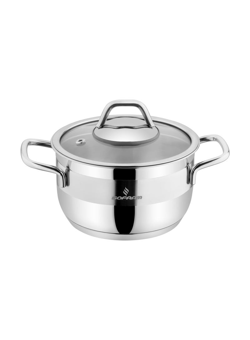 Sofram Turkish Stainless Stock Pot With Glass Lid 16 cm - Image 2