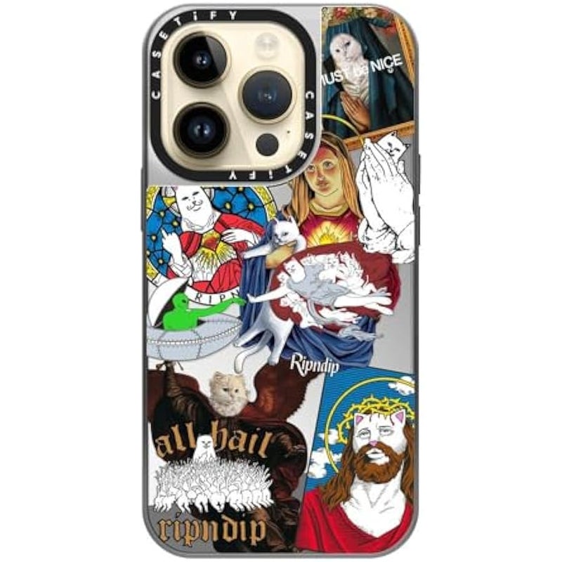 Casetify Mirror Case for iPhone 14 Pro 【RipNDip Colab/Reflective / 4.9ft Drop Protection/Compatible with Magsafe】 - RipNDip Sticker Mania - Silver on Silver - Image 4