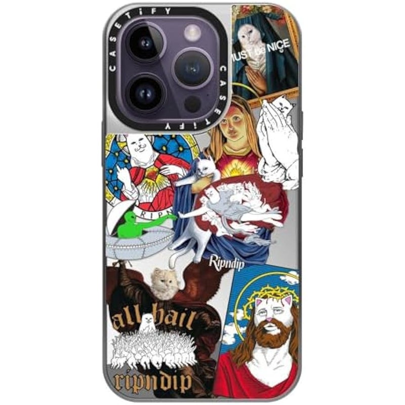 Casetify Mirror Case for iPhone 14 Pro 【RipNDip Colab/Reflective / 4.9ft Drop Protection/Compatible with Magsafe】 - RipNDip Sticker Mania - Silver on Silver - Image 2