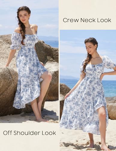 Scarlet Darkness Wedding Guest Dress Cottagecore Floral Easter Dresses for Women 2026 Corset Dress Blue L - Image 4