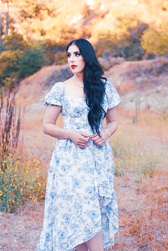 Scarlet Darkness Wedding Guest Dress Cottagecore Floral Easter Dresses for Women 2026 Corset Dress Blue L - Image 3