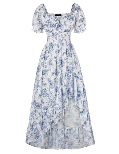 Scarlet Darkness Wedding Guest Dress Cottagecore Floral Easter Dresses for Women 2026 Corset Dress Blue L - Image 1