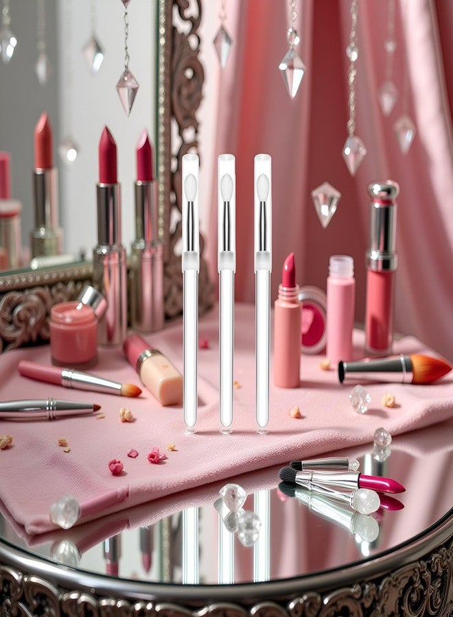 Zhuluck 3Pcs Silicone Lip Brush,Silicone Lip Brush Makeup Brushes With Dirt-proof Caps Lipstick Applicator Brushes For Lip Gloss Lip Eyeshadow Crystal Makeup Set Lip Makeup Brushes and Tools - Image 4