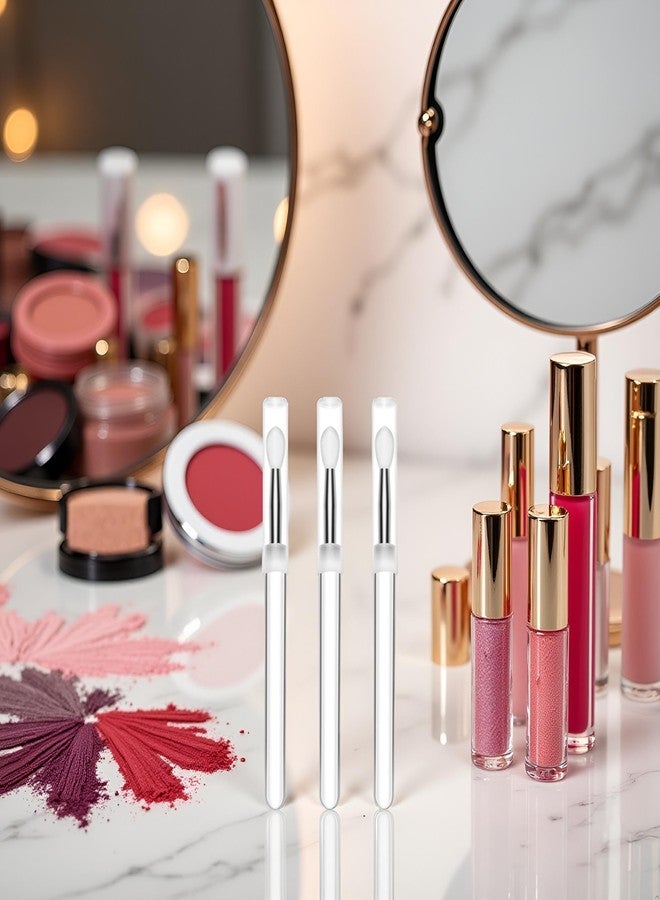 Zhuluck 3Pcs Silicone Lip Brush,Silicone Lip Brush Makeup Brushes With Dirt-proof Caps Lipstick Applicator Brushes For Lip Gloss Lip Eyeshadow Crystal Makeup Set Lip Makeup Brushes and Tools - Image 3