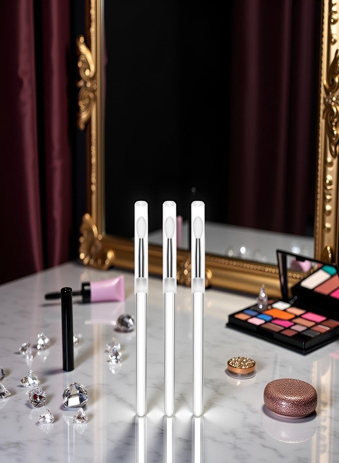 Zhuluck 3Pcs Silicone Lip Brush,Silicone Lip Brush Makeup Brushes With Dirt-proof Caps Lipstick Applicator Brushes For Lip Gloss Lip Eyeshadow Crystal Makeup Set Lip Makeup Brushes and Tools - Image 2