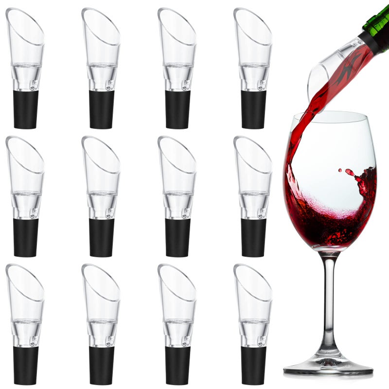 Wine Aerator Pourer Aerating Spout and Decanter for Improved Flavor Enhanced Bouquet Rich Finish and Bubbles No Drip or Spill 12 Pieces