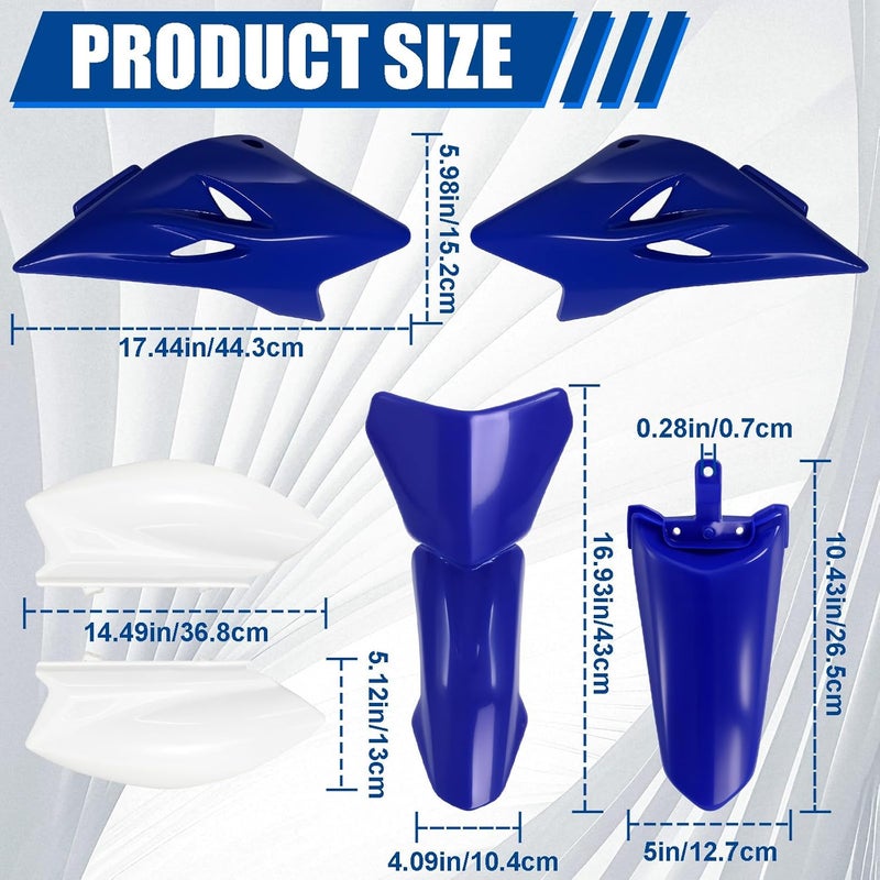 Podoy TTR50 Body Fender Kits for Compatible with YAMAHA TTR50E 2006-2016 Dirt Bike and Their Replica Models Plastic Fairing Body Parts Blue and White - Image 5