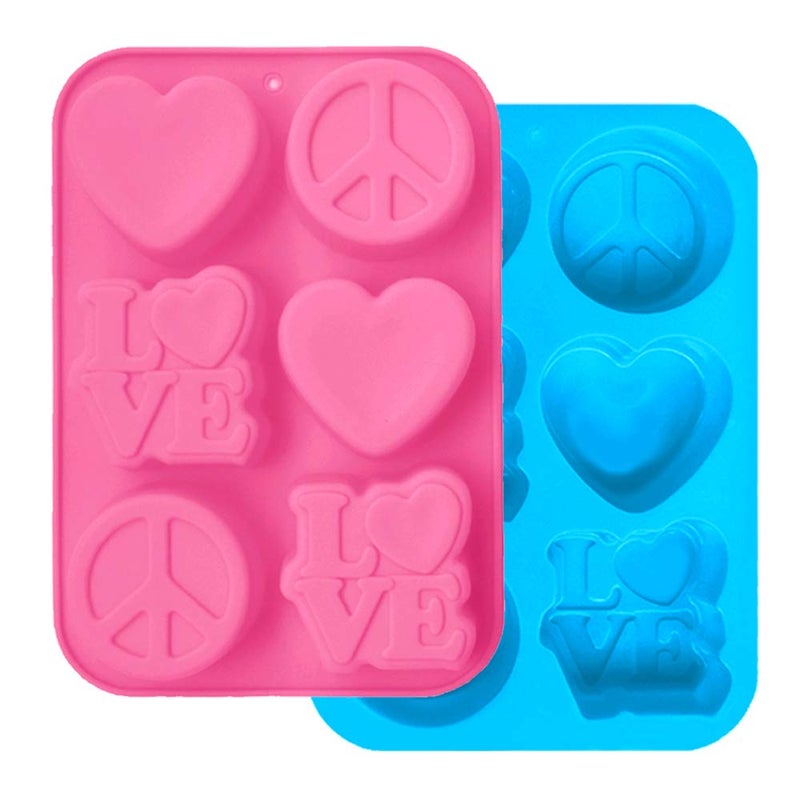 FineGood 2 Pack Silicone Cake Mold FineGood Heart Love Circle Shape Cupcake Tray DIY Silicone Mold Baking Pan for Soap Bread Muffin