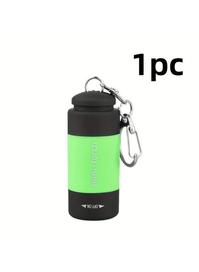 مصباح يدوي أخضر صغير LED محمول عالي السطوع قابل لإعادة الشحن عبر USB ضوء سلسلة المفاتيح للتخييم والطوارئ وانقطاع التيار الكهربائي - Image 1