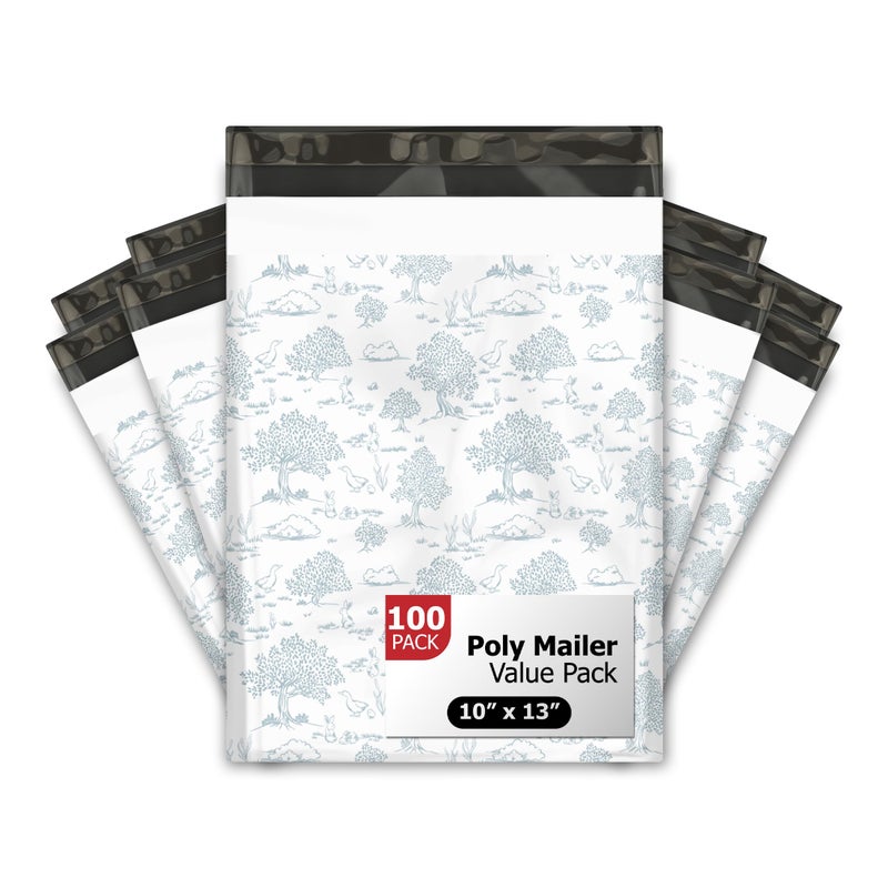 Pro Supply Global 10x13 (100) Blue Toile Summertime Designer Poly Mailers Waterproof Self Sealing Tear Resistant Polymailers Shipping Envelopes Premium Printed Bags For Small Businesses - Image 1
