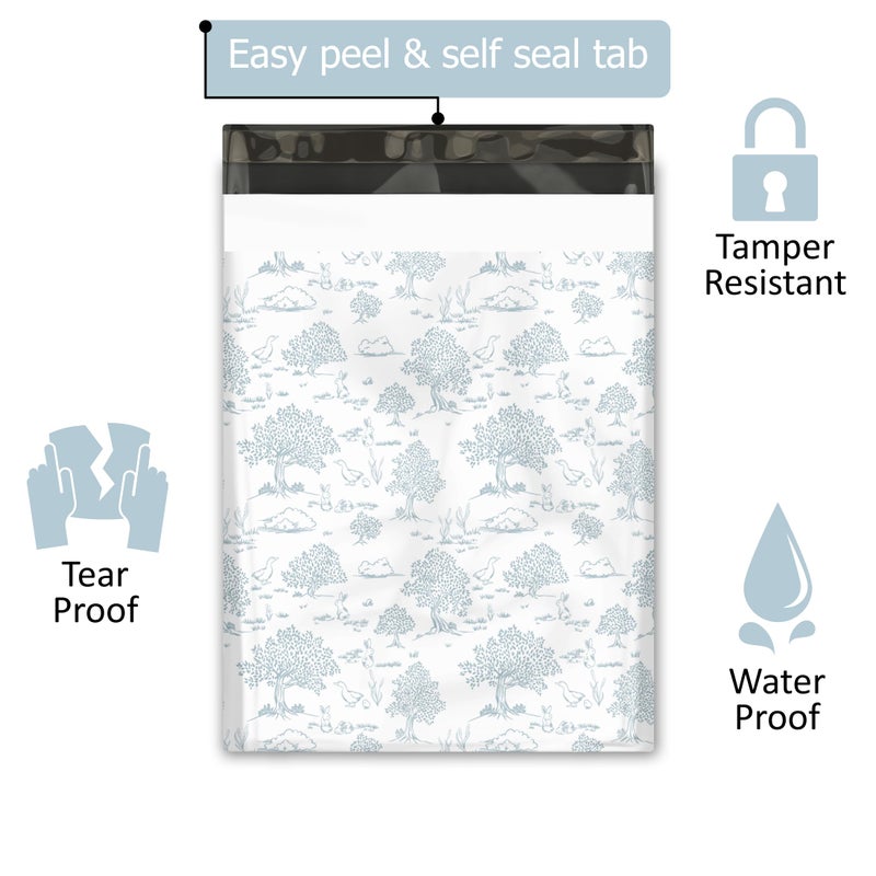 Pro Supply Global 10x13 (100) Blue Toile Summertime Designer Poly Mailers Waterproof Self Sealing Tear Resistant Polymailers Shipping Envelopes Premium Printed Bags For Small Businesses - Image 2