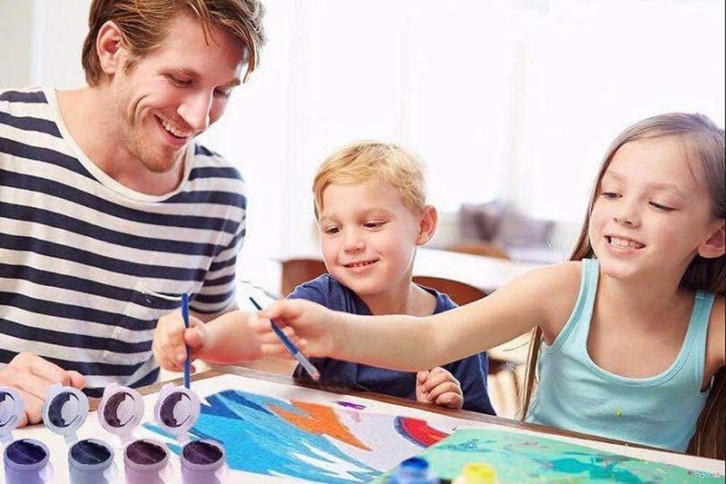 MumooBear الرسم بالأرقام للبالغين والأطفال مجموعة هدايا الرسم الزيتي DIY قماش مطبوع مسبقًا مقاس 16 × 20 بوصة - زرافة ملونة بدون إطار - Image 5