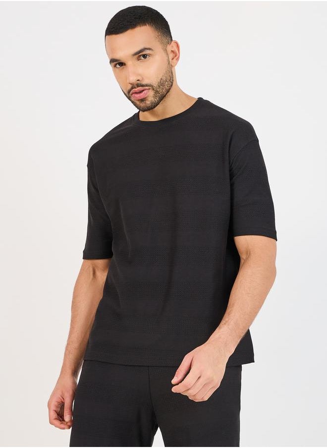 Styli Textured Knit Oversized T-Shirt & Shorts Co-Ords  - Image 2