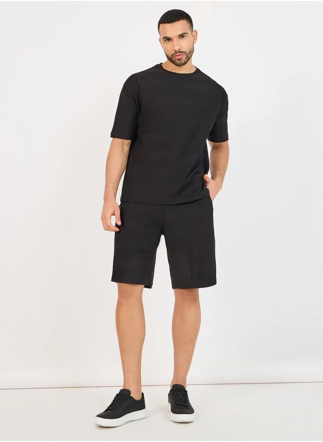 Styli Textured Knit Oversized T-Shirt & Shorts Co-Ords