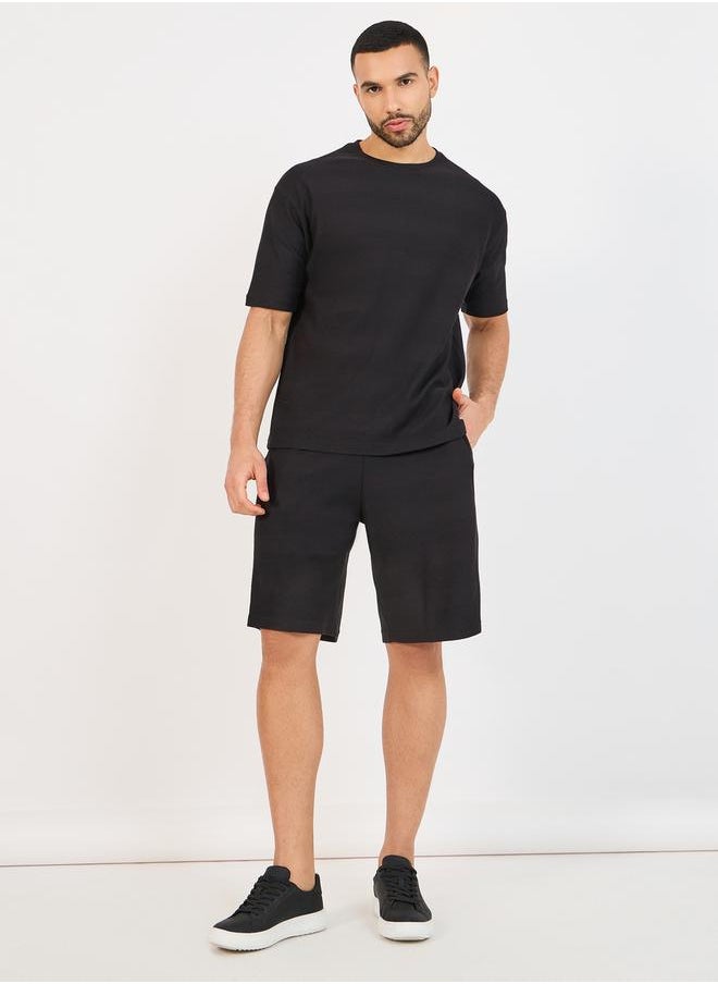 Styli Textured Knit Oversized T-Shirt & Shorts Co-Ords  - Image 1