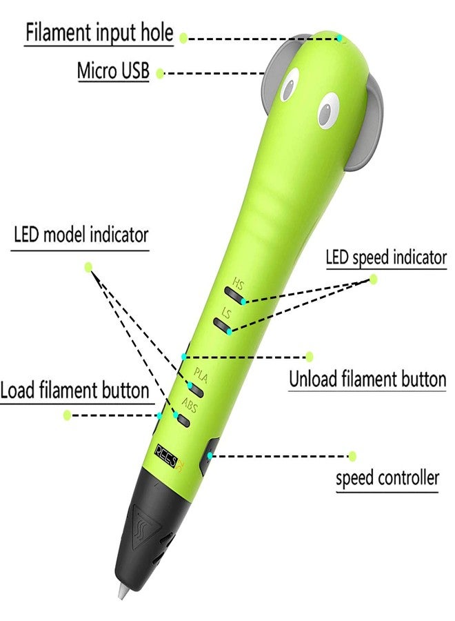REES52®Ganesha 3D Pen For Kids/adults/children, 3D-Printing Pen for 3D Drawing, Doodling, Arts, Crafts, Model Making with free PLA or ABS Filament refills - 3D PEN Draw Anything (Jadeite Green) - Image 4
