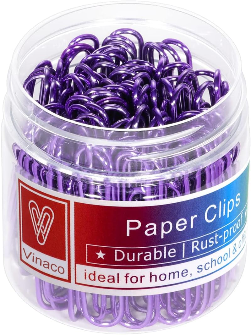 Vinaco Purple Jumbo Paper Clips, 100 Pack, 2 Inch (50 mm), Durable & Rust Resistant, Great for Office, School and Personal Use - Image 1