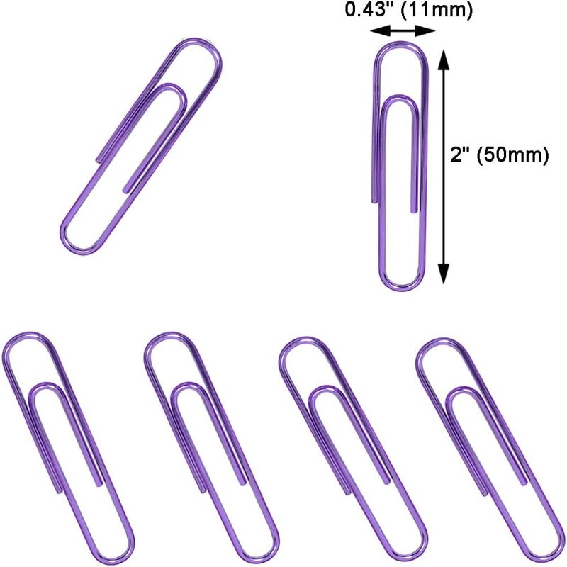 Vinaco Purple Jumbo Paper Clips, 100 Pack, 2 Inch (50 mm), Durable & Rust Resistant, Great for Office, School and Personal Use - Image 2