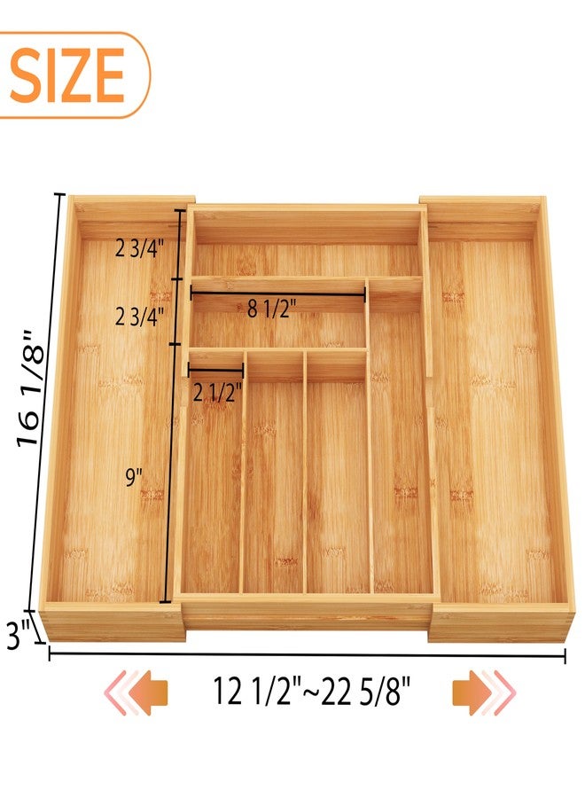 BAMEOS 3" Deepth Expandable Drawer Organizer, Deep Flatware Organizer, Adjustable Silverware Organizer, Bamboo Drawer Organizer for Kitchen, Bathroom (Natural) - Image 3