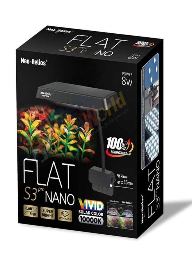 VAYINATO Neohelios Flat Nano S3 Pro (8Watts) High Brightness Vivid Solar Colour 10000K | Clip On Back Planted Aquarium Fish Tank Light by Petzlifeworld - Image 1
