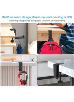 Arabest Headphone Holder, Under Desk Headphone Stand Foldable Gaming Headset Hanger Mount Universal Metal Earphone Holder Hook  - Image 4