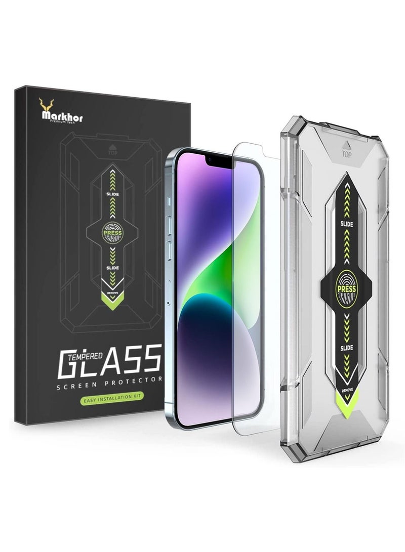 Markhor Tempered Glass Screen Protector With Auto Alignment Easy Installation For Apple iPhone 14 Plus Clear - Image 1
