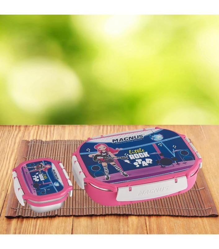 Magnus Spike Kids PP Pink Lunch Box - 800ml Stainless Steel Container with 150ml | Leakproof & Insulated Lunch Box for Kids, Boys, Girls, Hot Meals & Office Use | Lunch Boxes for Office Men - Image 5