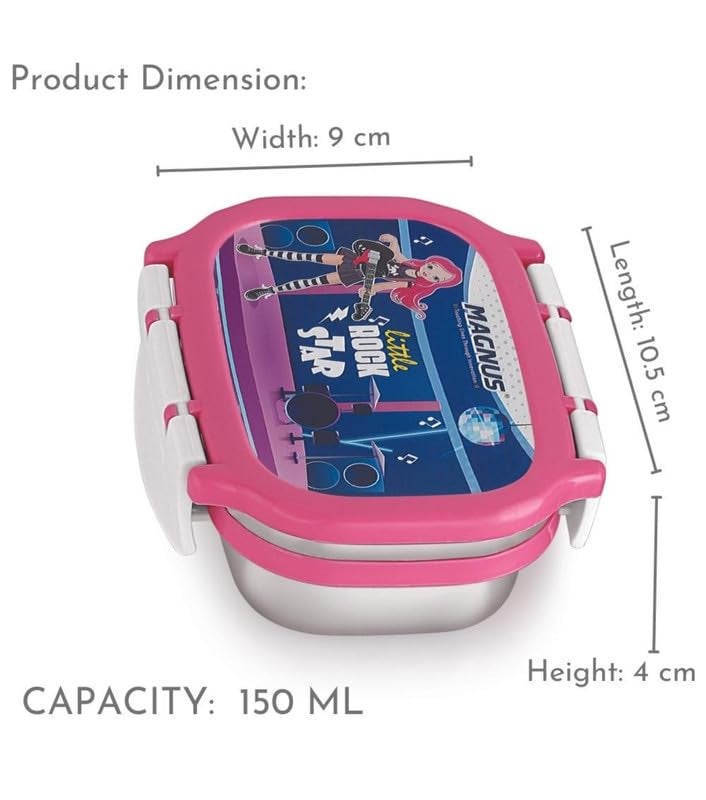 Magnus Spike Kids PP Pink Lunch Box - 800ml Stainless Steel Container with 150ml | Leakproof & Insulated Lunch Box for Kids, Boys, Girls, Hot Meals & Office Use | Lunch Boxes for Office Men - Image 3