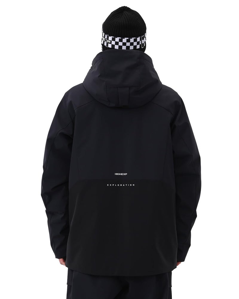 HIGH EXPERIENCE Mens Ski Jacket Snowboard 3L Coat Baggy Waterproof Windproof Warm Insulated Snow Winter Hooded (US, Alpha, Large, Regular, Regular, Navy Blue Black) - Image 2