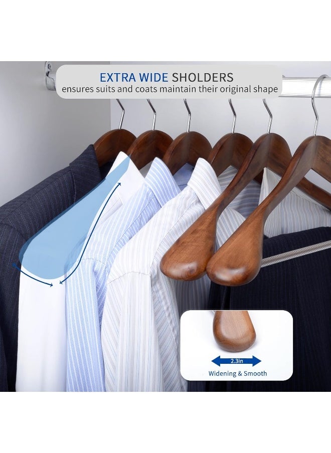 Nature Smile Nature Smile Luxury Wooden Suit Hangers 12 Pack Wood Coat Hangers Jacket Outerwear Shirt Hangers, with Extra-Wide Shoulder, 360 Degree Swivel Hooks & Anti-Slip Bar with Screw (Retro Color)  - Image 5