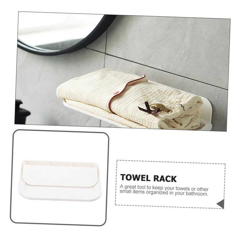 Foldable Wall Mounted Towel Rack Plastic Punch Free Storage Holder Small - Image 4