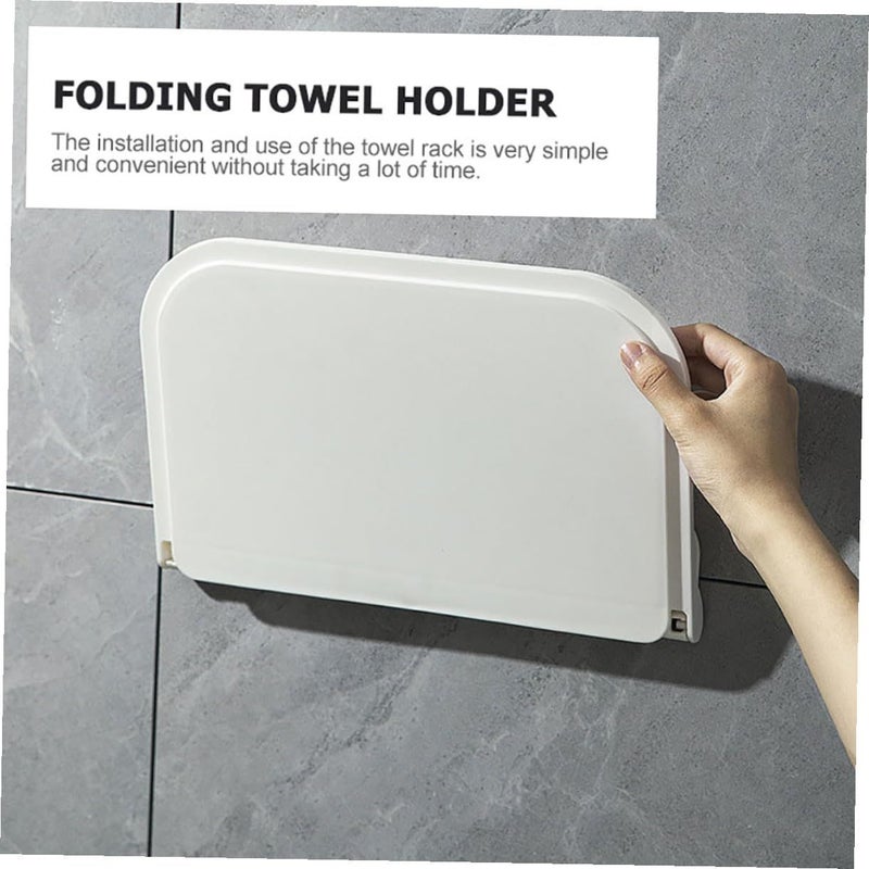 Foldable Wall Mounted Towel Rack Plastic Punch Free Storage Holder Small - Image 5
