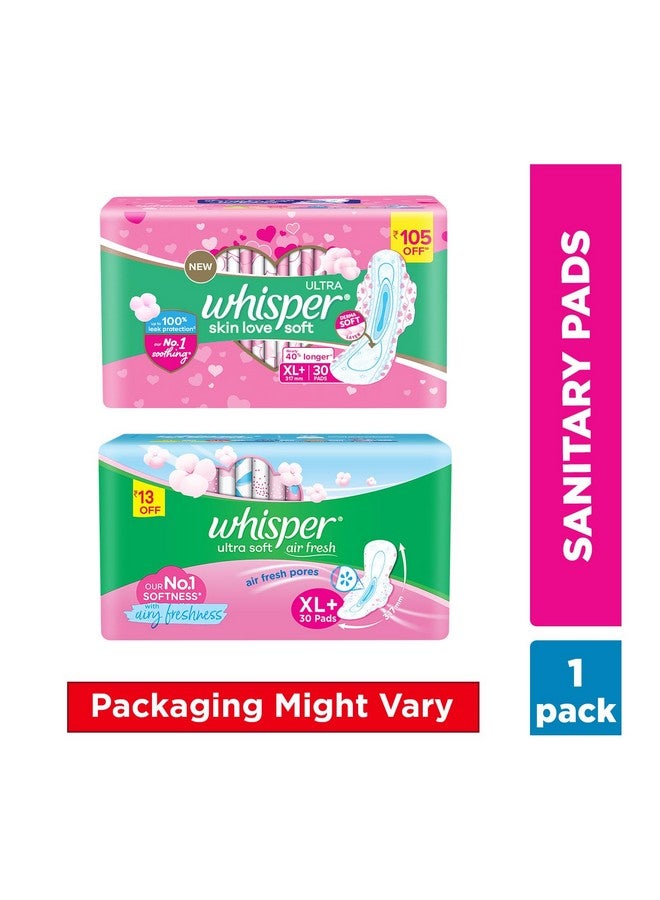 وسبير فوط صحية ناعمة للغاية من ألترا سكين لوف، 30 فوطة كبيرة جدًا، ناعمة كالقطن، نعومة رقم 1 لدينا، خالية من التهيج، للبشرة الحساسة، غلاف يمكن التخلص منه - Image 3