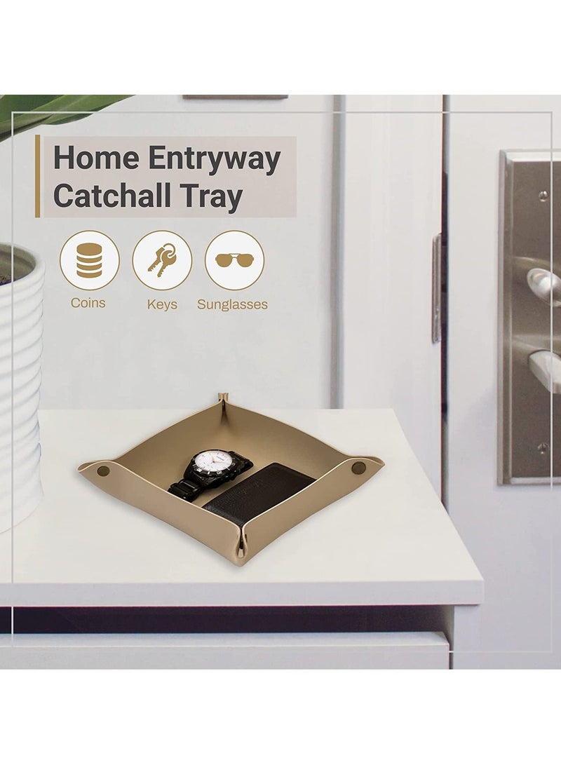 لي آرت Valet Tray - صينية صغيرة ومدمجة لتخزين الأغراض | منظم للمكتب، بجانب السرير، مدخل المنزل | صينية لتخزين المفاتيح والعملات المعدنية والقرطاسية والمجوهرات (كريمي)  - Image 2