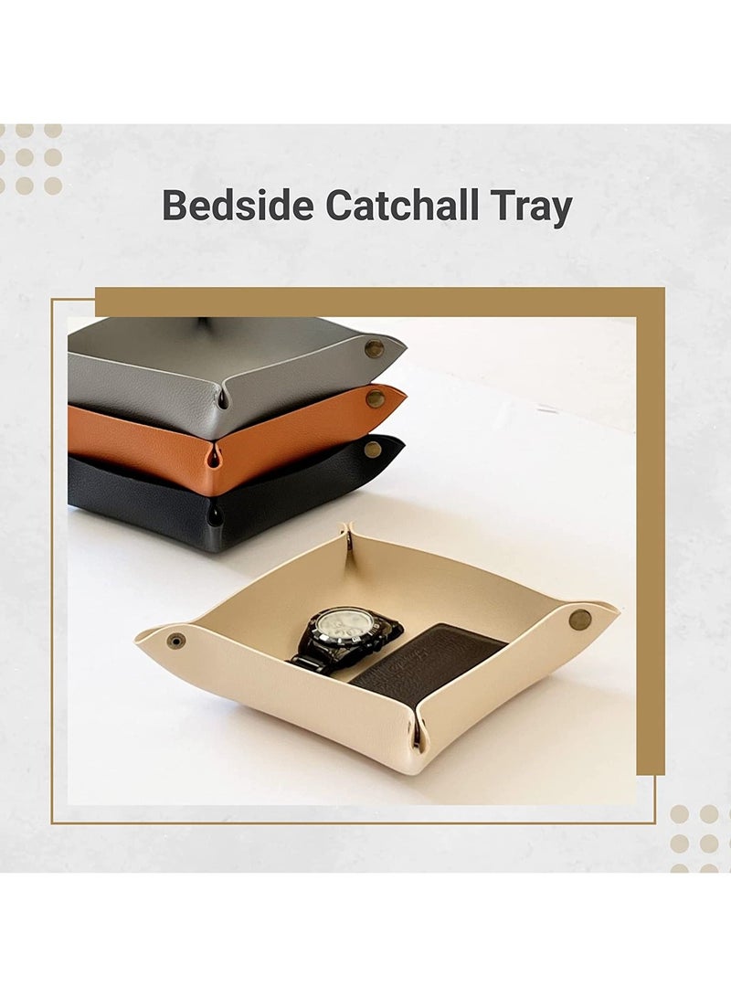 لي آرت Valet Tray - صينية صغيرة ومدمجة لتخزين الأغراض | منظم للمكتب، بجانب السرير، مدخل المنزل | صينية لتخزين المفاتيح والعملات المعدنية والقرطاسية والمجوهرات (كريمي)  - Image 5