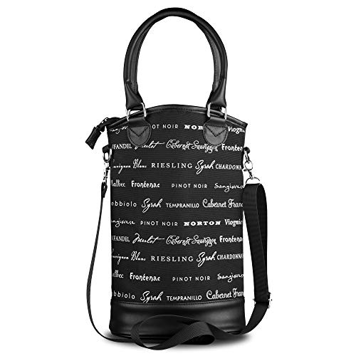 Chris's Stuff Wine Carrier Bag | 2 Bottles Padded Tote with Adjustable Shoulder Straps & Handle | Leak Proof Wine Purse | Wine Tasting, Party, Dinner, Great Christmas Day Gift for Wine Lover - Black - Image 1