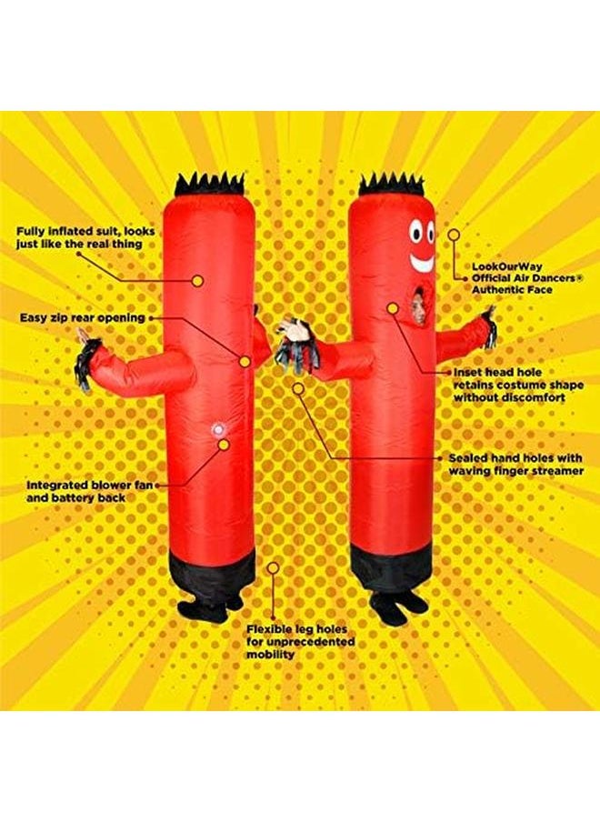 LookOurWay - Air Dancers Inflatable Tube Man Costume Wacky Waving Inflatable Tube Guy Blow Up Halloween Costume Adult Size Red - Image 1