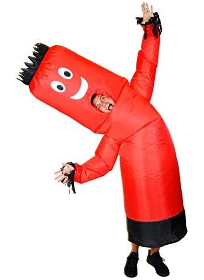 LookOurWay - Air Dancers Inflatable Tube Man Costume Wacky Waving Inflatable Tube Guy Blow Up Halloween Costume Adult Size Red - Image 1