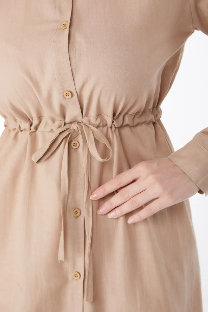 Tofisa Plain Mid Women's Mink Waist Tunic with Tunnel Detail - 13157