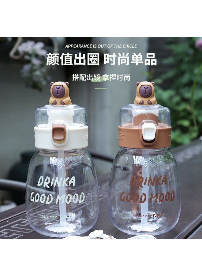 Customized Cartoon Capybara Straw Cup, Large Capacity, High Temperature Resistant Water Bottle, Drop-resistant Big Belly Cup, Children's Water Cup