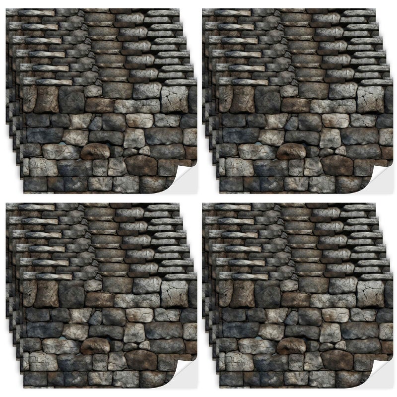 Flutesan 12 Pcs Miniature Dollhouse Wallpaper and Flooring Peel and Stick Mini DIY Self Adhesive Dollhouse Accessories 8.27 x 11.69 Inch (Stone Pattern) - Image 1