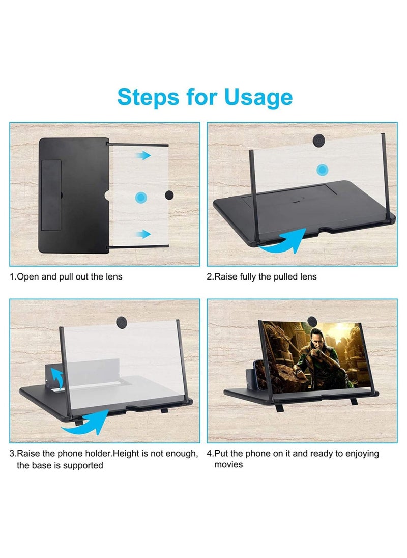SYOSI - Smartphone Screen Magnifier Hd Mobile Amplifier Stand 14 Inch 3D Foldable For Cell Phone With Adjustable Angle Portable Push-Pull Design - Image 1