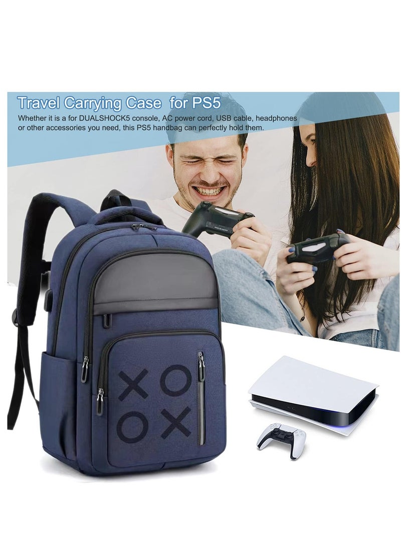 اكسيسن - حقيبة ظهر لوحدة التحكم في الألعاب لأجهزة PS5/PS4، حقيبة ظهر للكمبيوتر المحمول مزودة بمنفذ USB وجيوب متعددة، حقيبة ظهر كمبيوتر محمولة ذات سعة كبيرة لحمل حقيبة الظهر الخاصة بالكمبيوتر للسفر في العمل - Image 1